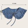 Women's Washed Denim Shawl Collar with Pleated Lace and Fashionable Fake Collar