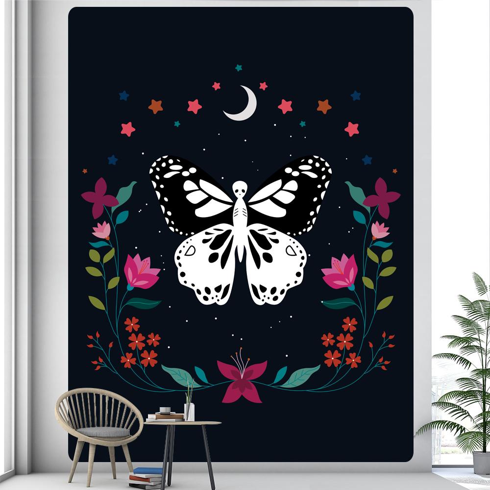 Boho Dekor Duvar Asılı Mandala Kelebek Bitki Çiçek Psychedelic Sahne Ev Dekor Sanat Goblen