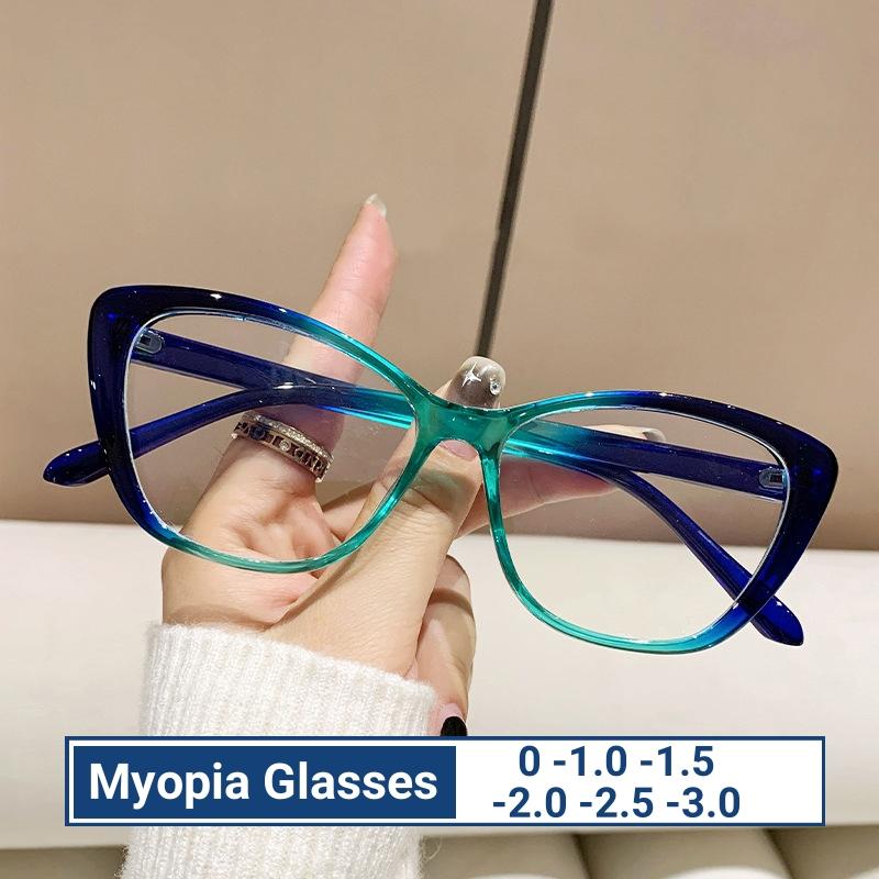Ultra-Light Near Sight Eyewear Cat Eye Myopia Glasses For Women Fashion Anti Blue Light Computer Eyeglasses Diopter 0 To -3.0
