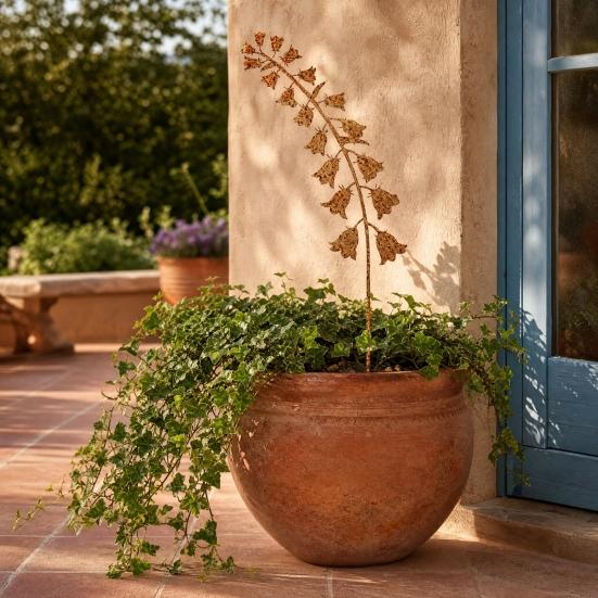 Rusty Flowers Garden Stake, Distressed Metal Flower Yard Art Stake, Retro 2D Flowers Decoration for Yard Lawn Flower Bed