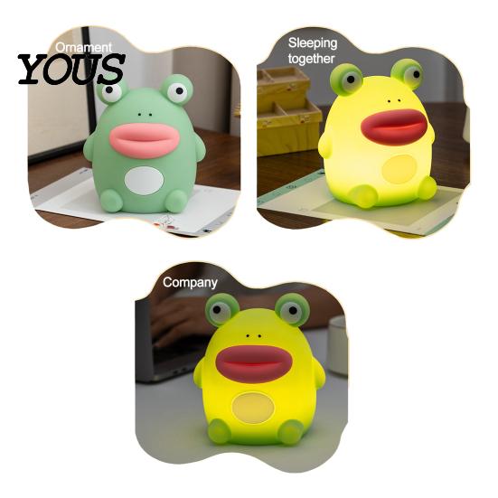 Baby Sleep Aid Lamp Frog Silicone Night Light, Rechargeable Touch Bedside with 3 Brightness Desk Decor & Remote Control, 30 Min Timer Decoration,