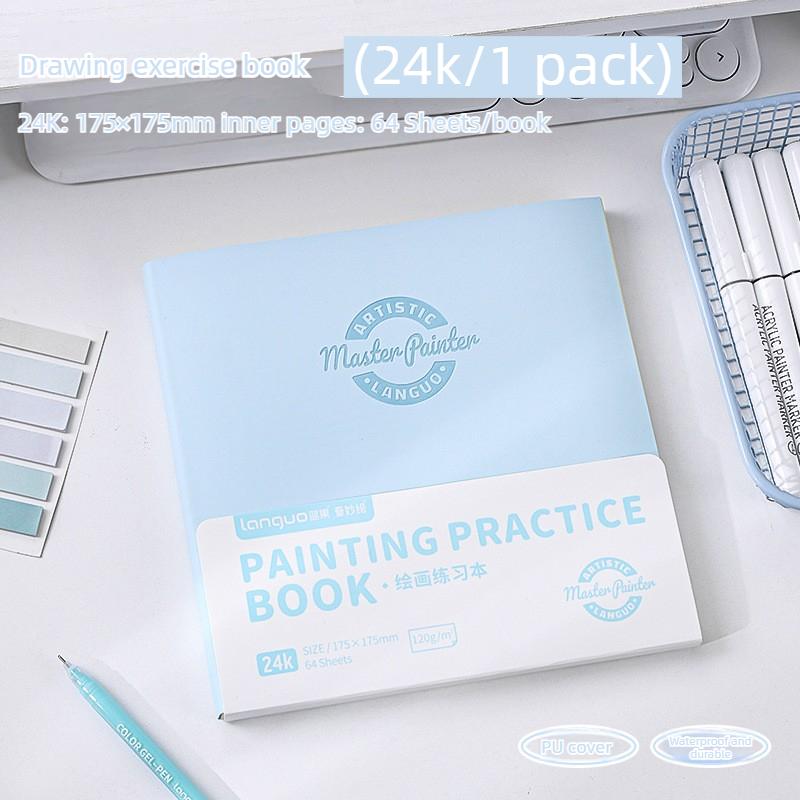 LANGUO Blank Thickened Drawing Notebooks 24K/A4/B5 PU Waterproof Cover for Acrylic Markers Sketchbook School Supplies Stationery