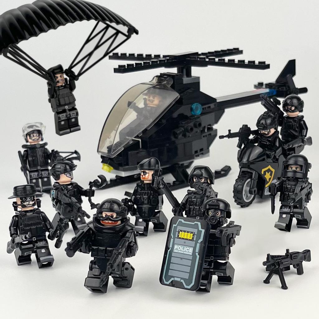 Package M-24 Swat Helicopter Russian Army Gun Weapon Accessories Shield Xiangjiang Small Particles Building Block Toy
