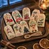 Holiday Souvenir Tags 50Pcs Christmas Tree Gift with Hemp Rope, Brown Paper Tags, Winter Party Favors Hanging Name Labels for DIY Xmas Wrapping