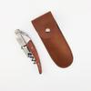 Wijnopener van roestvrij staal, professionele kelnerskurkentrekker, leren etui, bierflesopener en foliesnijder, cadeau voor wijnliefhebbers