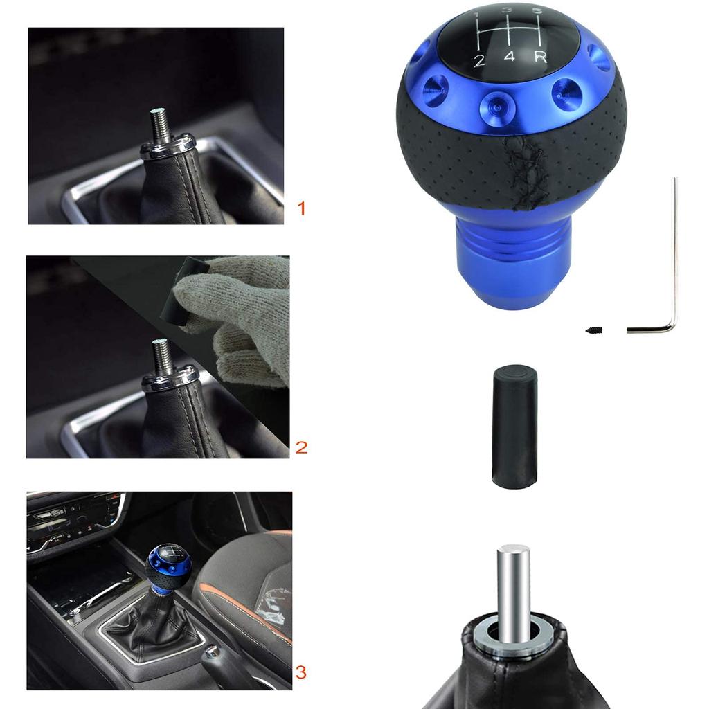 Lunsom PU Shift Knob 5 Speed Ball Shift Knob General Auto Manual Car (Blue)