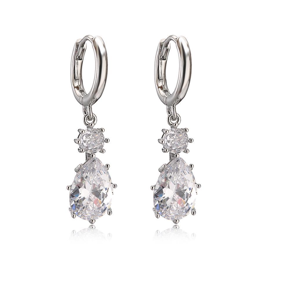 Aogu European & American Trendy Zircon Geometric Dangle Earrings for Women - High-end, Versatile Luxury Ear Accessories.