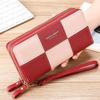 Women’s Double Zipper Long Wallet Patchwork Clutch Purse Large Capacity Wristlet Wallet PU Leather Card Holder Phone Wallet for Ladies