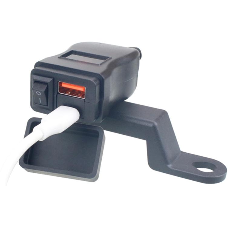 Double  USB Motorcycle Phone Charger 6.8A Fast Charging with Voltmeter Waterproof Motorcycle USB Charger Simple Installs