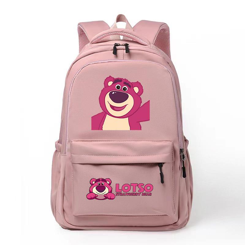 Cute Strawberry Bear Trend Backpack Men'S And Women'S Leisure Campus Student School Bag
