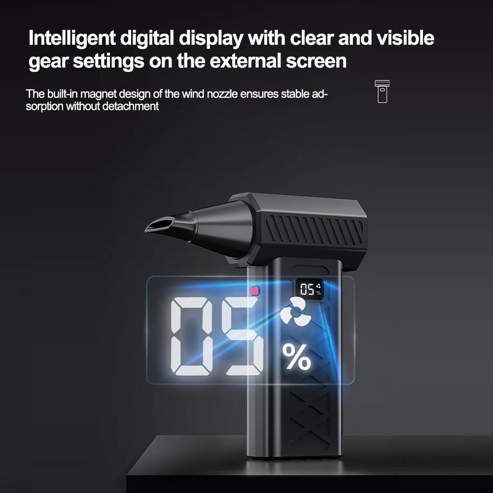 Violent Fan 400000RPM Powerful Air Blower Turbo Fan with LED Display& Lighting Dust Cleaner 6 Speeds Brushless Turbo Jet Blower