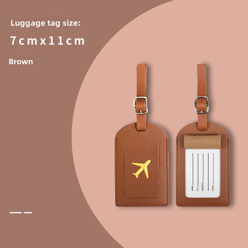 "PU Leather Luggage Tag & Passport Cover Set with Cross-Border Airplane Design"