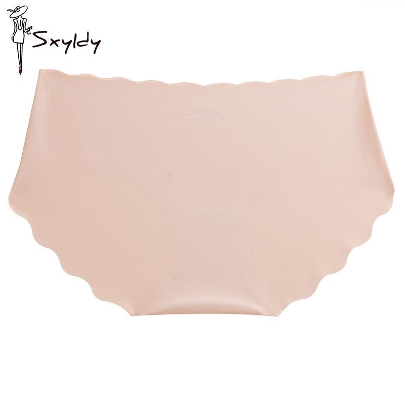 

Бесшовные трусики из ледяного шелка для женщин, высококачественные трусы с оборками и минимальной посадкой, мягкие трусы для девочек, женское нижнее белье XL бежевый