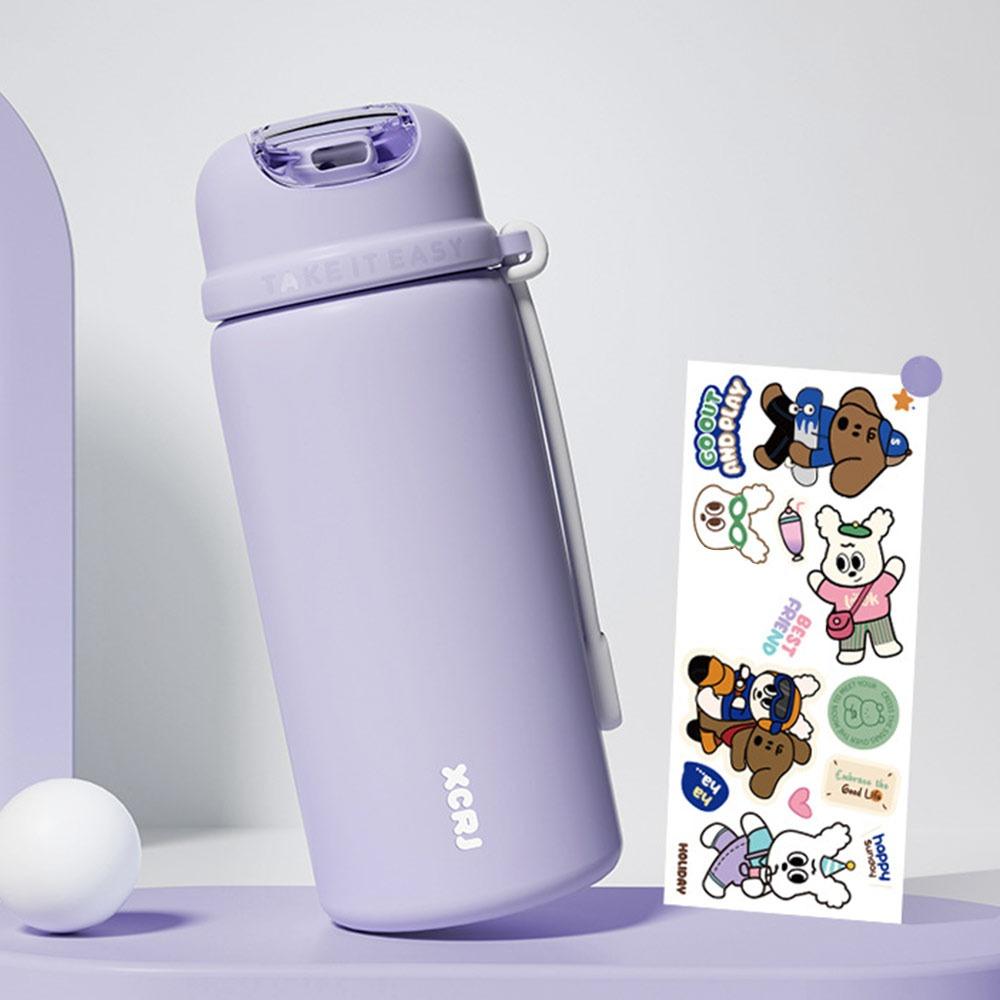 

Cute 420ML Thermal Cup Large Capacity Stainless Steel Vacuum Cup Leakproof Cartoon Pattern Thermo Bottle for Students Gift 50ml фиолетовый