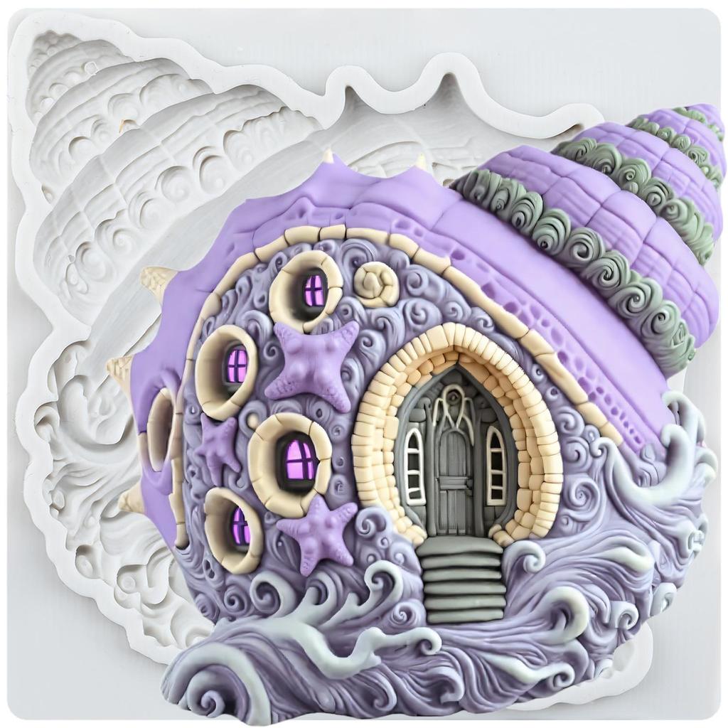 Conch House Silicone Mold Conch Fondant Molds Cake Decorating Tools Cupcake Topper Candy Resin Clay Chocolate Gumpaste Mold