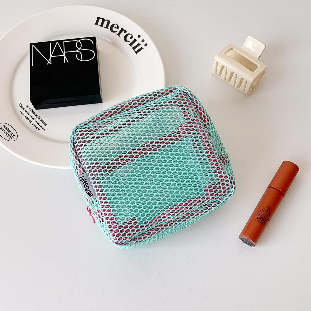 

Girls Mesh Sanitary Pad Pouch Small Cosmetics Bag Sanitary Pads Organizer Travel Wash Bag Zipper Coin Purse Kids Cute Purse зелёный