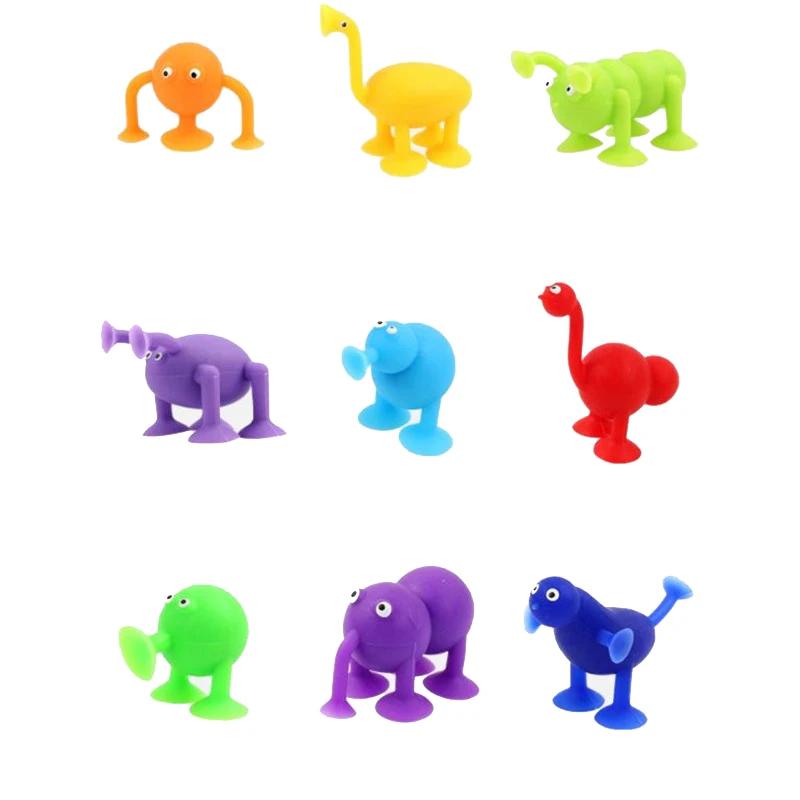 

Soft Silicone Building Blocks Toy Animal Shape Suction Toy for Boys Girls GIfts Stress Release Interactive Game Sucker Bath Toys
