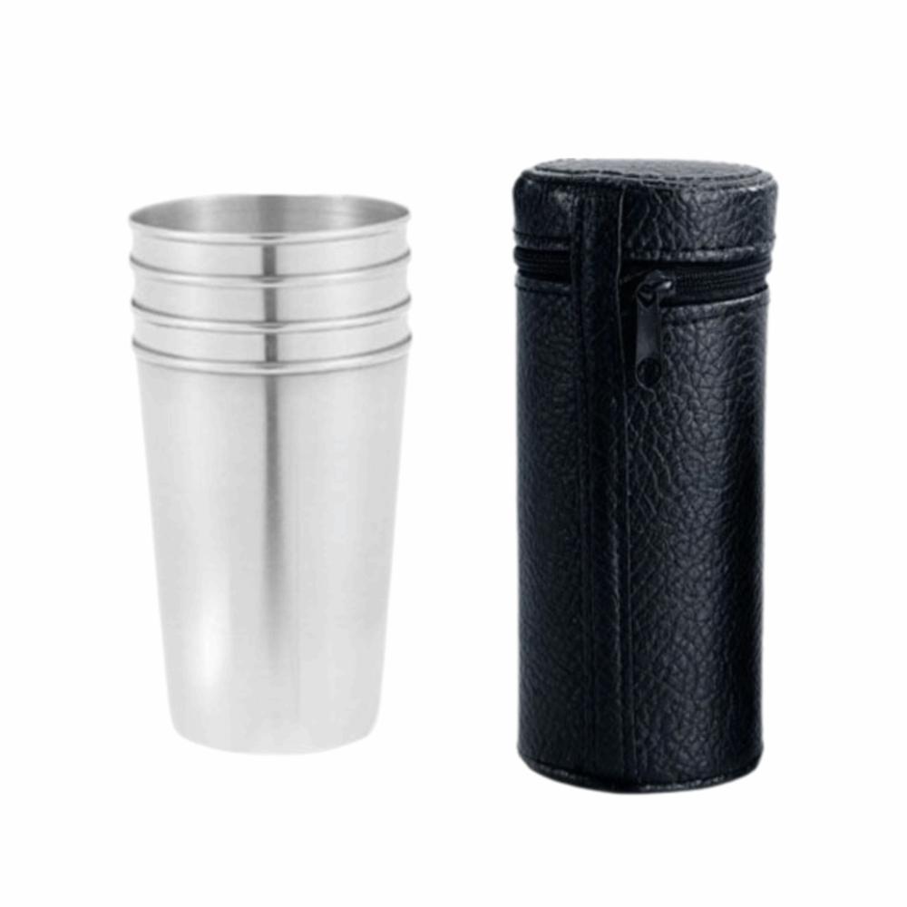 4 Pcs/Set Reusable Stainless Steel Drinking Cup Shatterproof Stainless Steel Shot Cups  Camping