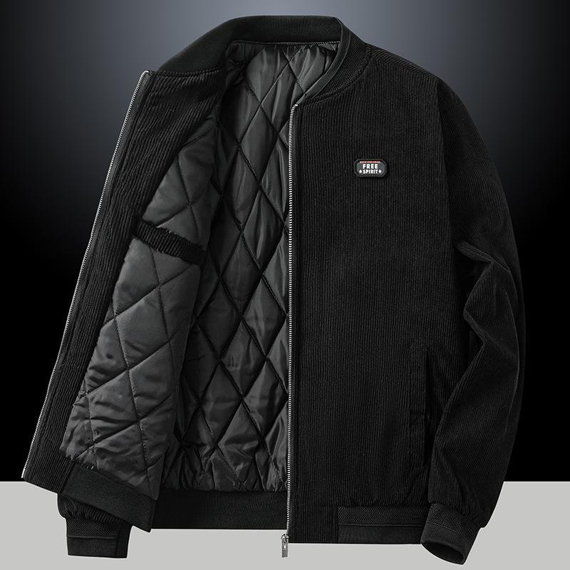 Second Open Autumn and Winter Dad's Cotton-padded Clothes with Cotton and Thickened Middle-aged Men's Coats