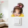 3Pcs Cartoon Girl Switch Stickers, Self-Adhesive PVC Wall Decals for Home & Office Decor