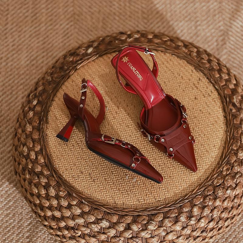 Grape mother classic Huizhou women's shoes 2025 spring and summer high heels women's fine heels high-end bag head sandals women's fashion