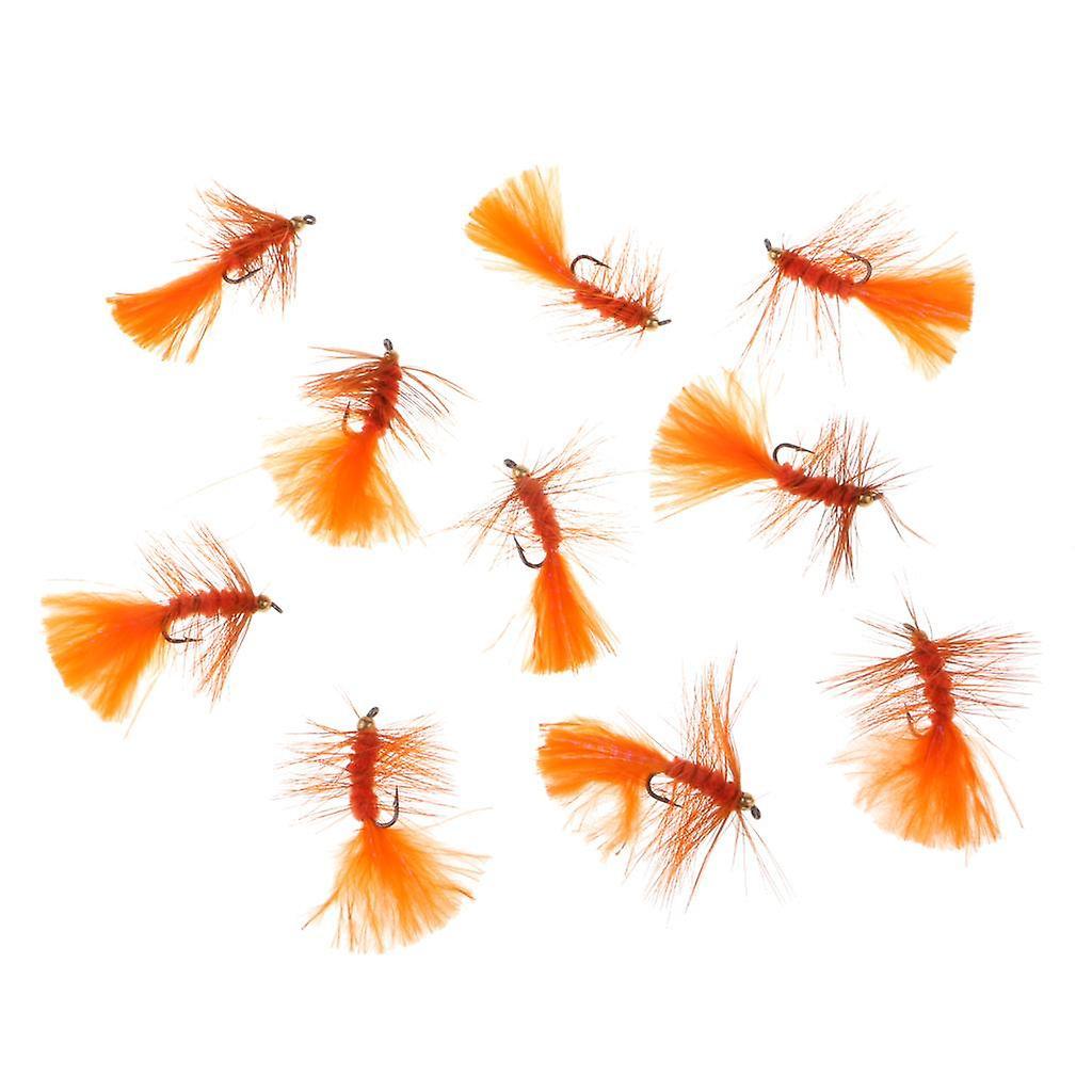 10x10pcs Bead Head Woolly Bugger Wet Flies Sinking Trout Fishing Flies - Orange
