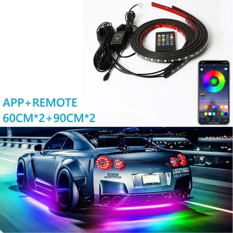 Car Underglow LED Strip Lights RGB Neon Underbody Light APP Remote Control Dream Color Auto Exterior Decorative Atmosphere Lamp