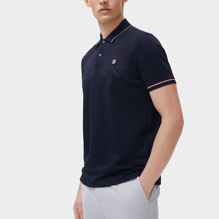 FILA Logo Striped Polo Shirt Men tops Legendary-Blue F11M311102F-NV