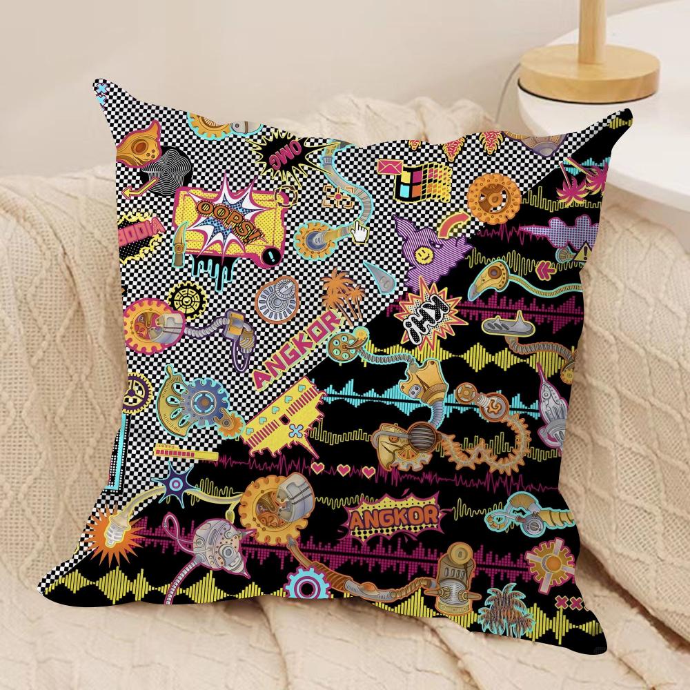Cambodian Buddha Print Cushion Cover Soft Plush Fabric DoubleSided Printed Sofa Cushion Cover for All Seasons Home Decor Gift