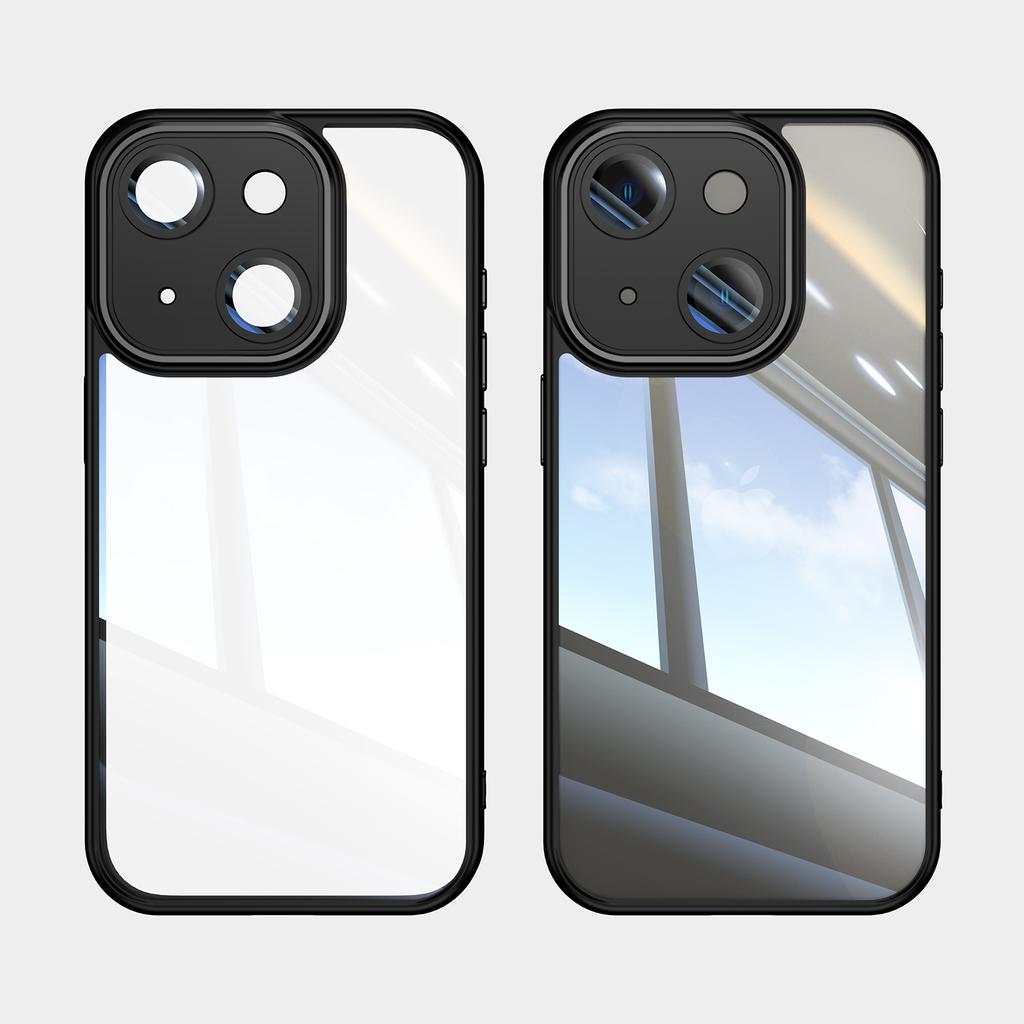 For iPhone 14 Plus TPU Case WANLONFENG Shockproof Clear Phone Cover with Tempered Glass Film