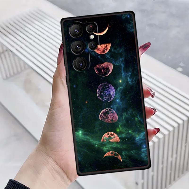 Cosmic Starry Sky Pattern Phone Case For Samsung Galaxy S26 S25 S24 S23 S22 S21 S20 Ultra Plus FE 5G Black Soft TPU