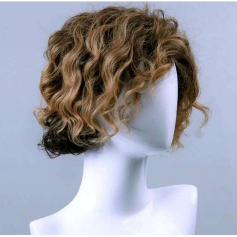 Synthetic Short Curly Wigs Male Boy Cosplay Party Brown Mixed Black Blonde Heat Resistant Breathable Fake Hair for Men Daily Use