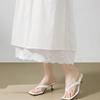 Demana Cotton Poplin Lace Midi A-line Skirt