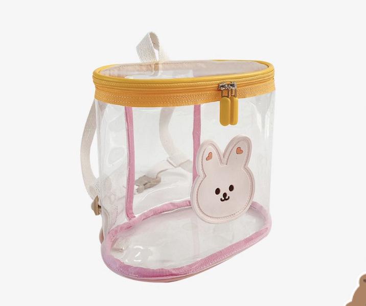 Korean Style Animal Color Block Transparent Backpack for Kindergarten and Beach