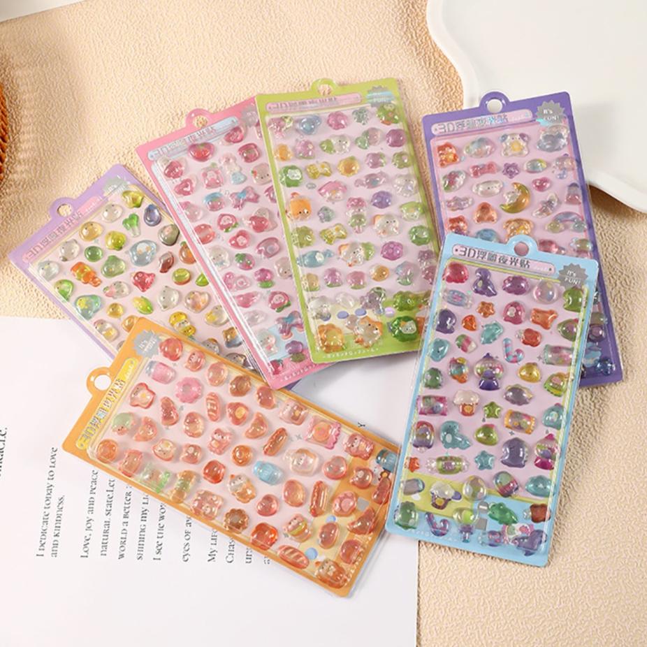 

6pcs 3D Gemstone Cute Animal Stickers Dinosaur Rabbit Cat Bear Dog for Kids Girls Gift Scrapbooking Material Supplies