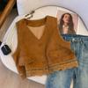 Women Lace Patchwork Suede Vest Casual Loose Fit Bohemian Cardigan
