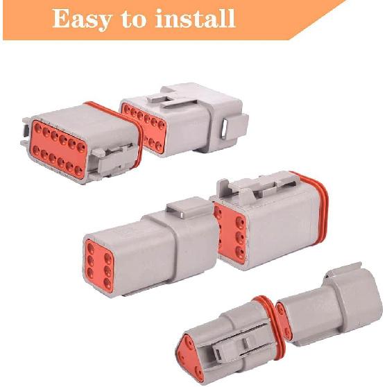 174 Stück 12 Kits DT-Serie DT-Steckverbinder-Kit 2 3 4 6 8 12-Pin-Steckverbinder mit Größe 16 gestanzten Kontakten für Deutsch-Steckverbinder, IP68 Wasserdicht Automobil
