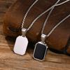 Stainless Steel Jewelry Rectangle Pendant Geometric Chain Necklaces For Women Men Dad Mom Girlfriend Valentine's Day Gift