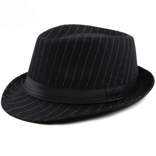 

HT1516 New Fashion Men Fedora Hat British Style Striped Trilby Hat Classic Retro Derby Bowler Jazz Hat Casual Grey Black Fedoras чорний