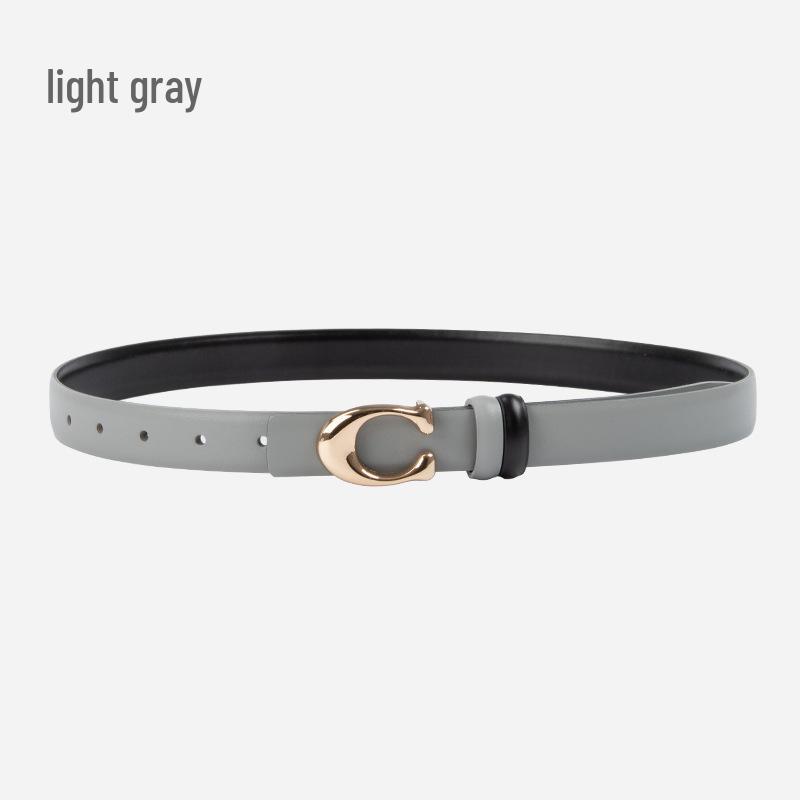 

Женский кожаный ремень с пряжкой в виде буквы C - Мода в корейском стиле, Универсальный декоративный ремень из натуральной кожи для осени и зимы 105 cm