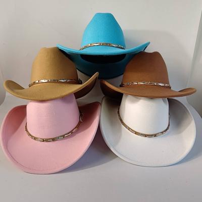 Unisex Wide-brimmed Cowboy Hat with Belt Multi-functional Felt Hat Fedora Outdoor Sun Hat Party Hat