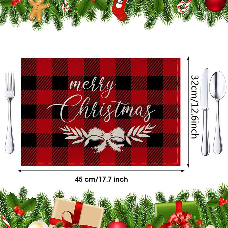 Christmas Cotton Linen Placemats - Heat Insulation Mats for Dining Table
