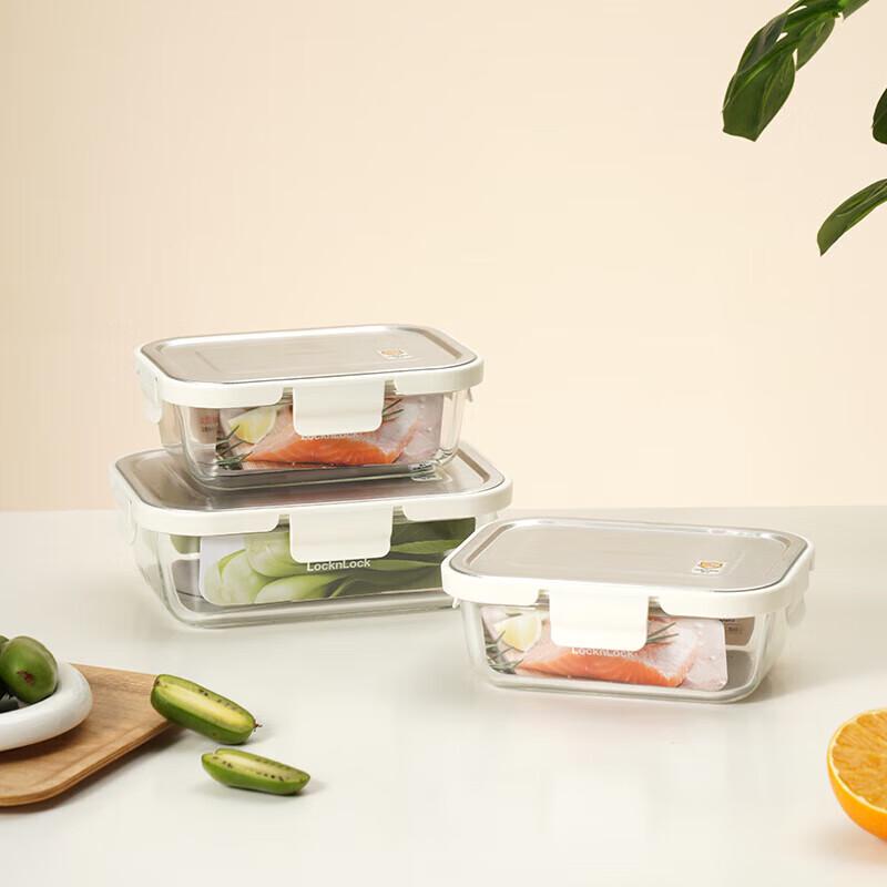 LOCK&LOCK Glass Food Storage Containers with Stainless Steel Lids