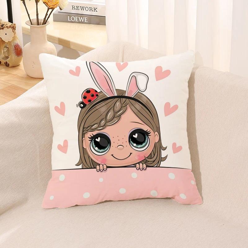 Süßes Mädchen Kleine Prinzessin Bedruckter Kissenbezug Kinderspiel Kinderzimmer Wohnzimmer Sofakissenbezug Heimdeko Geschenk