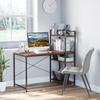 Corner Desk with Storage Industrial Design with Bookcase 3 Shelves Particle Board Walnut Look