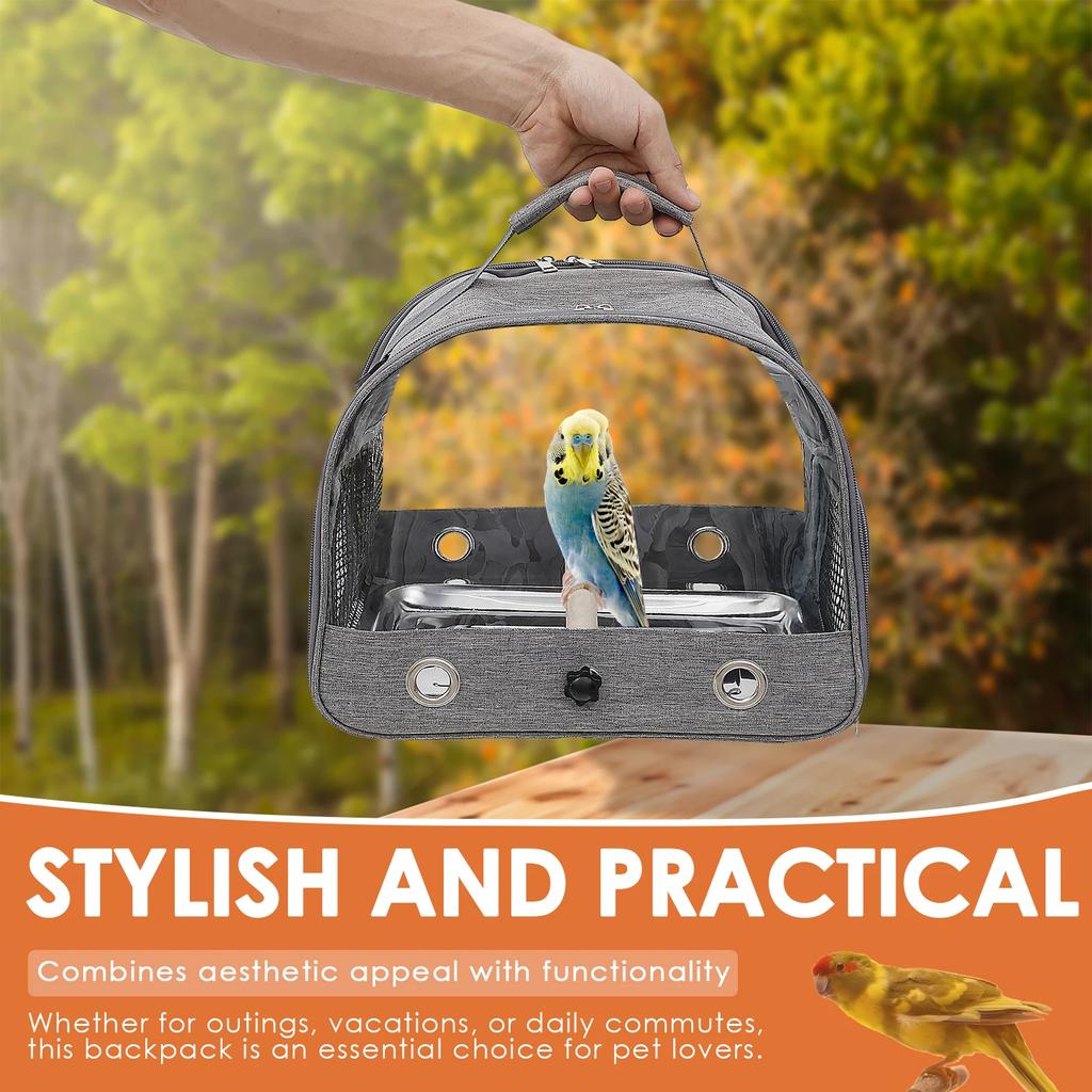 Bird Travel Carrier Portable Small Bird Travel Bag Breathable Parrot Cage with Perch Clear Window for Parrot Small Pet for Bird