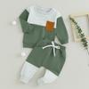 Baby Boys  Fall Winter Toddler Baby Boy Clothes 6M 12M 18M 24M 3Y  Block Crewneck Sweatshirt and Pants Sweatsuit Little Boy Clothing