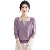 Spring Knitted Top for Middle-Aged & Elderly Women - Turn-Down Collar Loose Pullover Sweater, Casual & Versatile 50s/60s Style