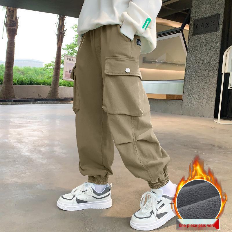 Pantalones Casuales de Algodón Puro para Niño - Colección Nueva de Otoño e Invierno 2023 con Terciopelo - Para Niños y Adolescentes