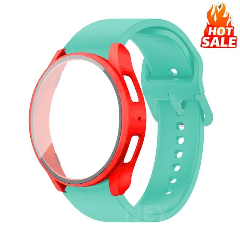 Lot de 2 Verre Trempé+Coque+Bracelet Pour Samsung Galaxy Watch 7 6 5 4 40mm 44mm Housse Protectrice d'Écran en PC Bracelet Galaxy Watch 6 7 5